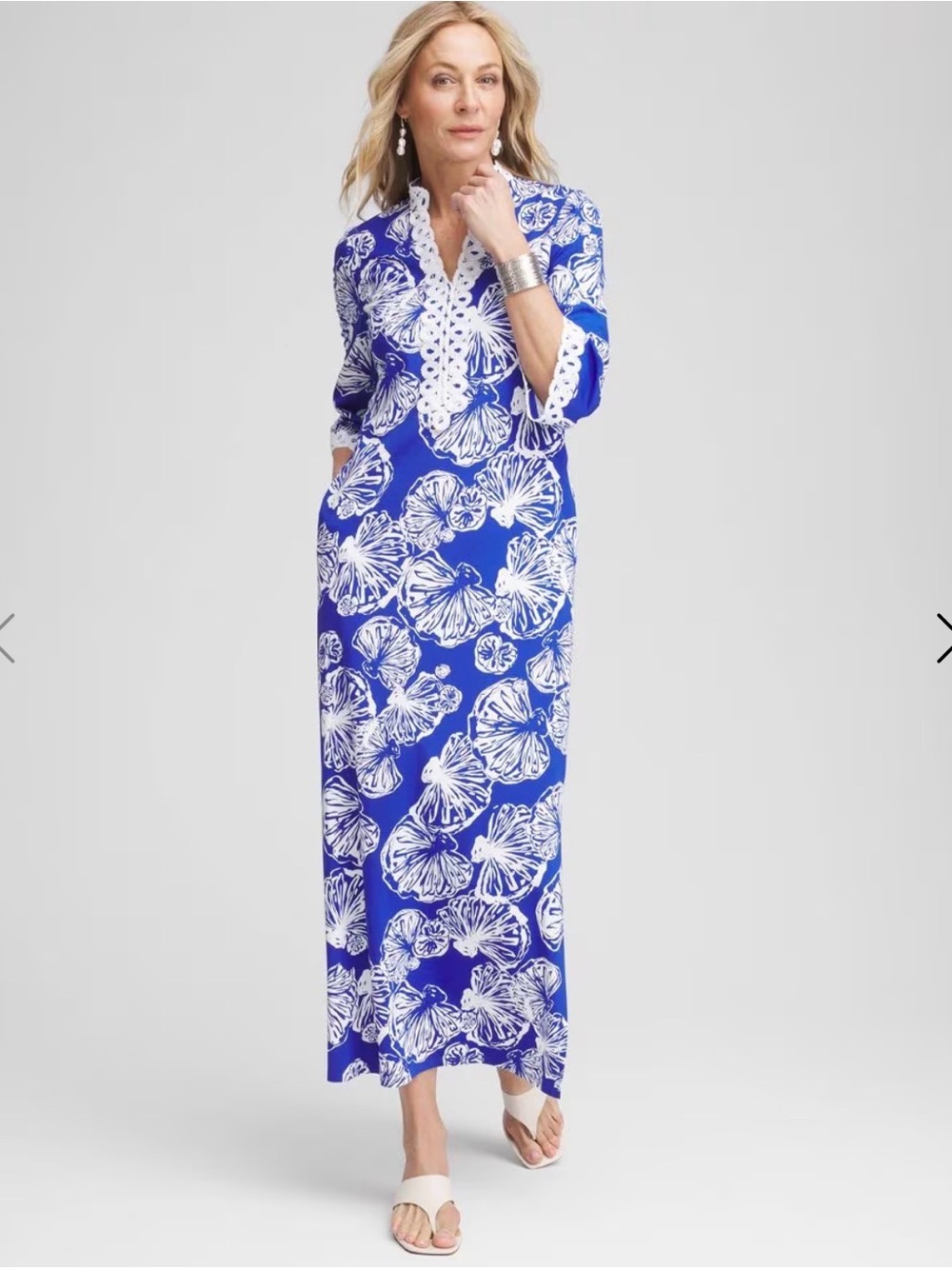 NEW CHICO'S Shell Story Maxi Dress Lilly Pulitzer inspired Sz6 (Chico’s 0) Small